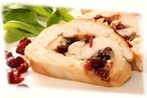 Roladki z indyka z żurawiną