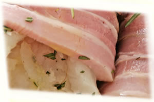 Dorsz zapiekany z boczkiem